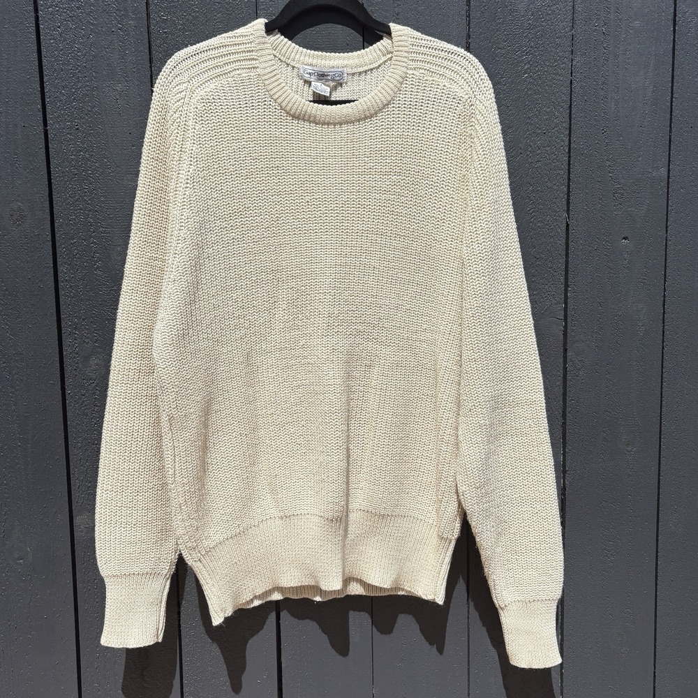 VTG GAP Crewneck Sweater L Fisherman Wool Blend 80s Chunky Knit Heritage Money